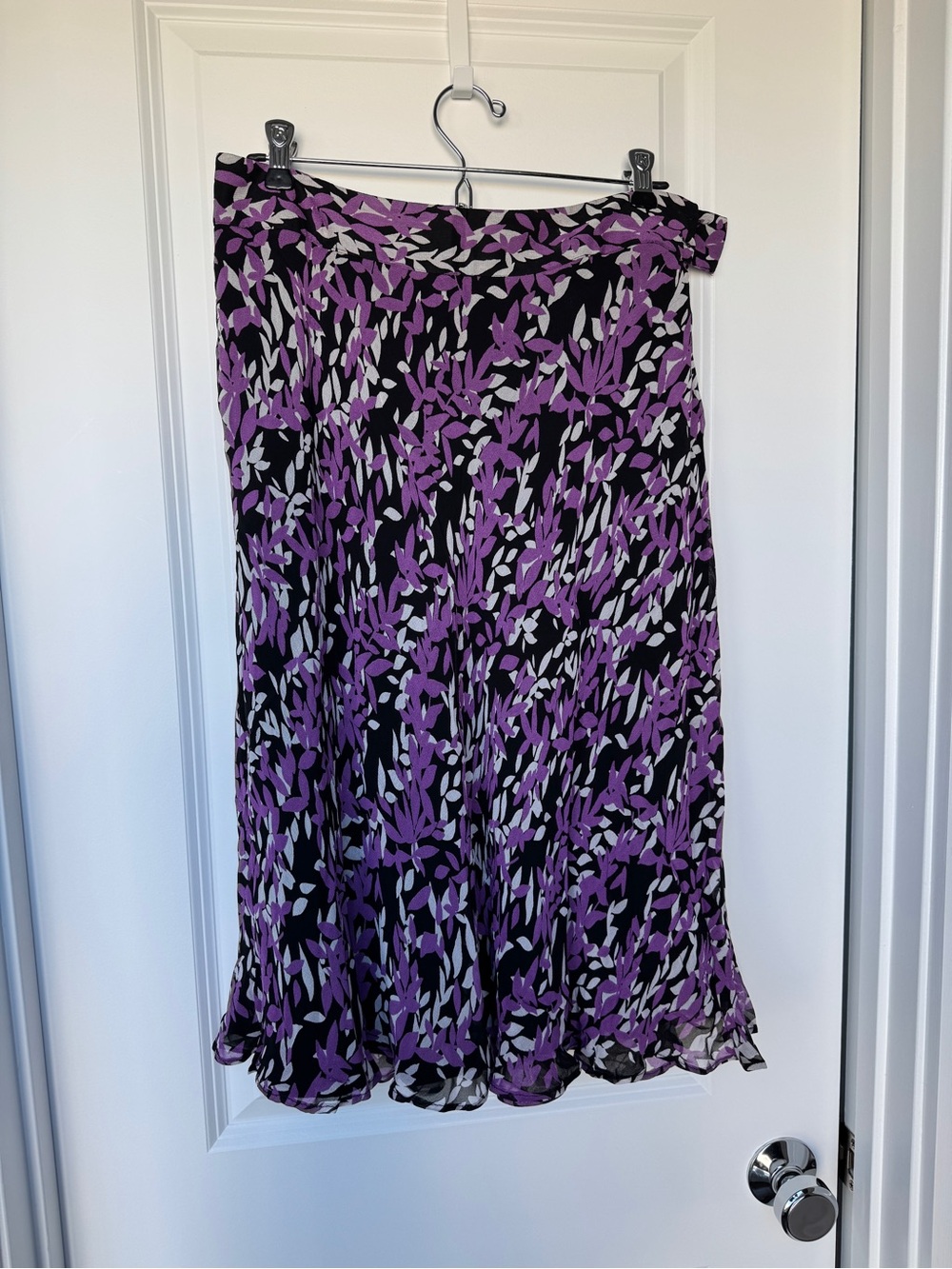 Y2K Printed Purple Leaf Midi Skirt